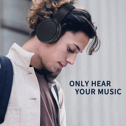 Active Noise Cancelling Headphones with Microphone Wireless over Ear Bluetooth Headphones,Hi-Res Audio, Deep Bass, Memory Foam Ear Cups, Quick Charge , for TV, Travel, Home Office