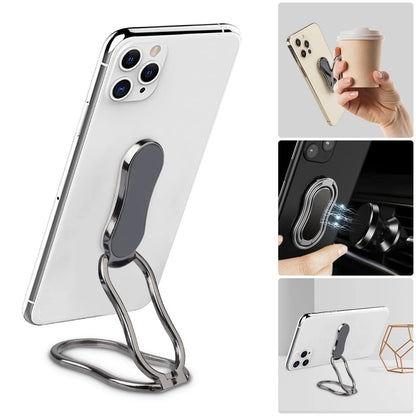 Phone Ring Holder Finger Kickstand,  Universal Aluminum Desktop Desk Cell Phone Stand Holder, Foldable Adjustable Metal Phone Back Grip, Magnetic Car Mount