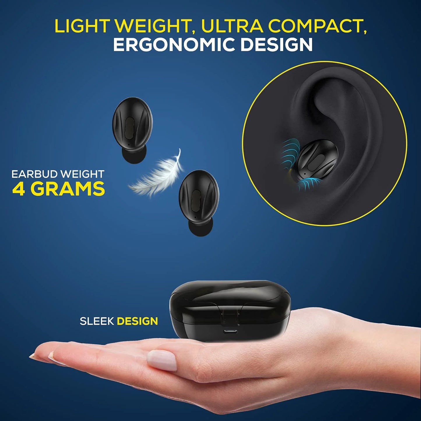 Wireless Earbuds, True Wireless Earphones with Charging Case, 15H Playback, IPX5 Water Resistant for Sports & Work