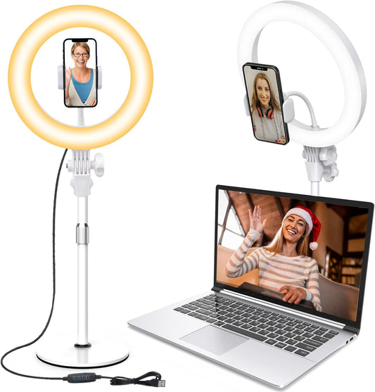 Desktop Ring Light with Stand and Phone Holder, Zoom Lighting for Computer Video Conference, Video Calls, Home Office, Laptop- Soft Lighting for Video Recording, Podcasts, Streaming Studio