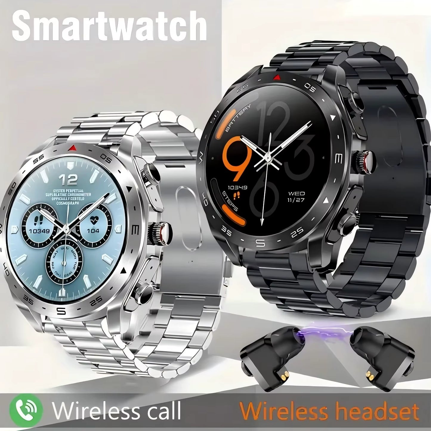 2024 New Smart Watch TWS 2-In-1 Bluetooth Earphones HIFI 9D Sound Quality Bluetooth Call for Men and Women Sports Smartwatches