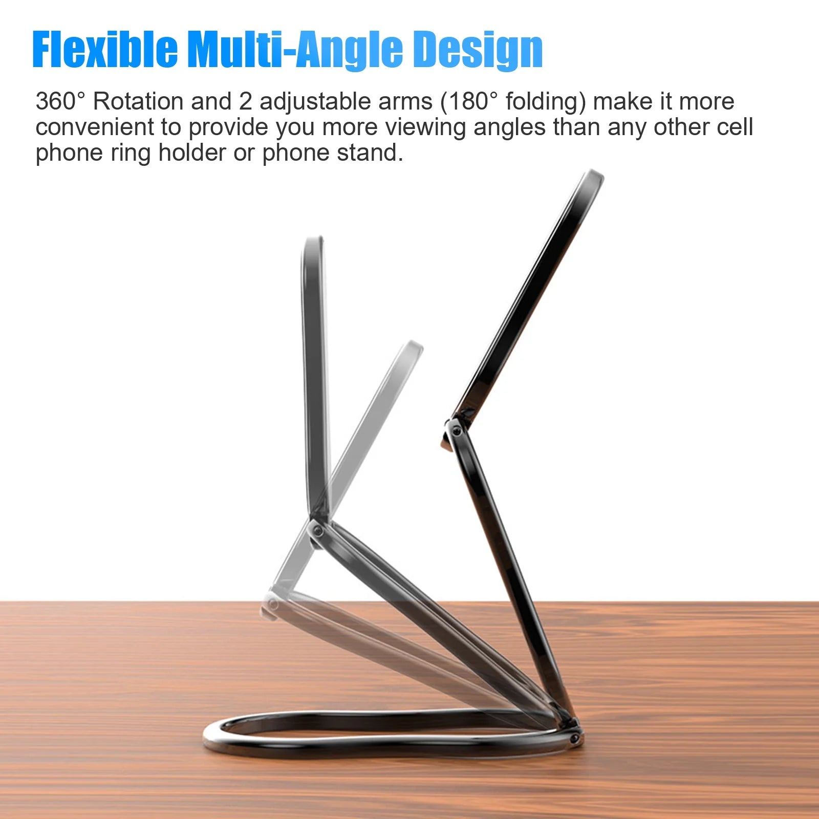 Phone Ring Holder Finger Kickstand,  Universal Aluminum Desktop Desk Cell Phone Stand Holder, Foldable Adjustable Metal Phone Back Grip, Magnetic Car Mount