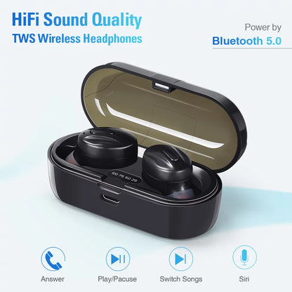 Wireless Earbuds, True Wireless Earphones with Charging Case, 15H Playback, IPX5 Water Resistant for Sports & Work