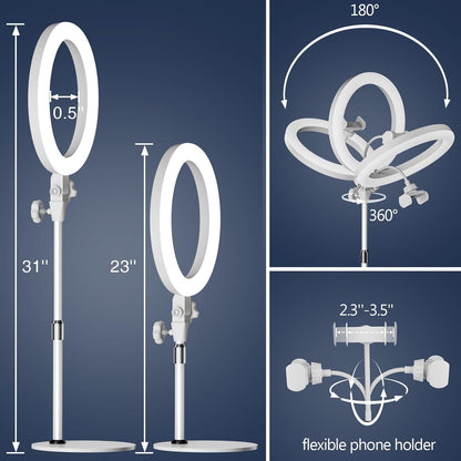 Desktop Ring Light with Stand and Phone Holder, Zoom Lighting for Computer Video Conference, Video Calls, Home Office, Laptop- Soft Lighting for Video Recording, Podcasts, Streaming Studio