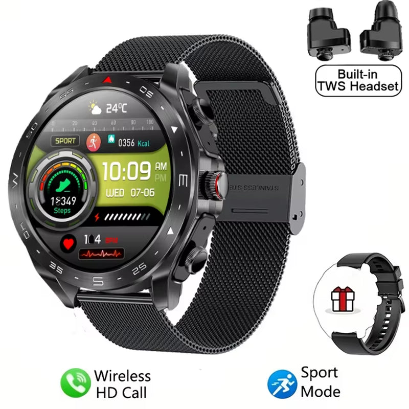 2024 New Smart Watch TWS 2-In-1 Bluetooth Earphones HIFI 9D Sound Quality Bluetooth Call for Men and Women Sports Smartwatches