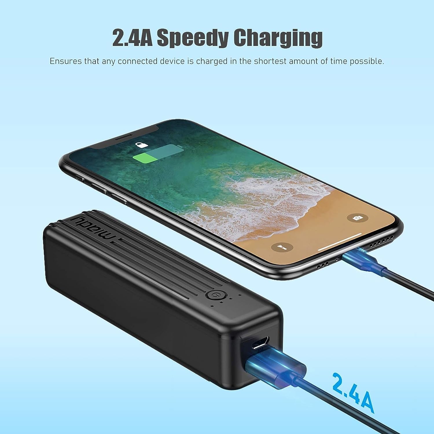 2-Pack Small Portable Charger, 5000Mah Mini Battery Pack 3.45Oz Lightweight Power Bank 5V/2.4A Output & 5V/2A Input Compatible with Iphone, Galaxy, Android Etc