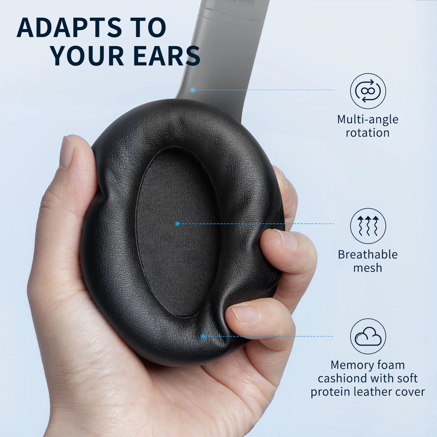 Active Noise Cancelling Headphones with Microphone Wireless over Ear Bluetooth Headphones,Hi-Res Audio, Deep Bass, Memory Foam Ear Cups, Quick Charge , for TV, Travel, Home Office